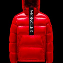 MONCLER Maury Dunjakke Herrer Hætte Puffer Dunfrakke Vinter overtøj Ruby Rød