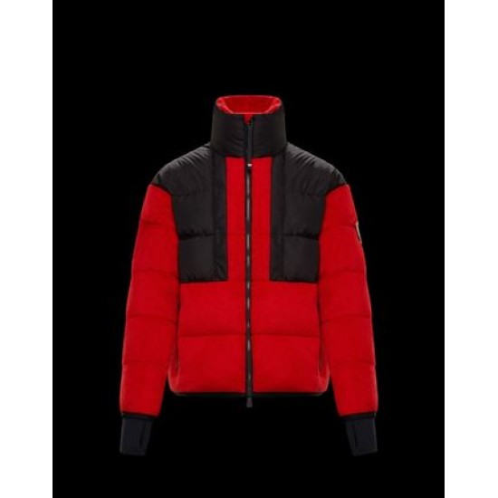 Moncler GRENOBLE Herrer Puffers Hætte Dunjakker Kort Casual Style Rød Sort