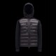 Moncler GRENOBLE Nylon Plain Logo Herrer Padded Hætte Dunjakker Dark Blå