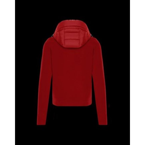 Moncler GRENOBLE Nylon Plain Logo Herrer Padded Hætte Dunjakker Rød