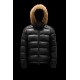 Moncler Maya Fur Kort Quilted Dunjakker Herrer Hætte Dunfrakker Vinter overtøj Sort