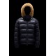 Moncler Maya Fur Kort Quilted Dunjakker Herrer Hætte Dunfrakker Vinter overtøj Natteblå