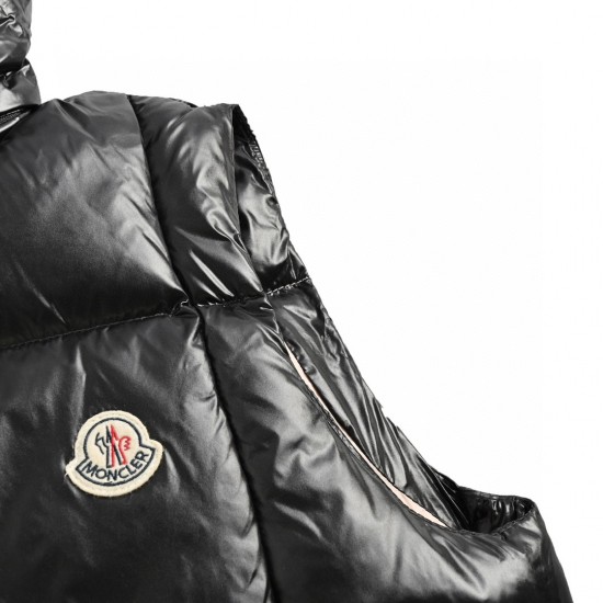 19FW Moncler Bormes Sort Beige Ærmeløs Dunvest Frakke