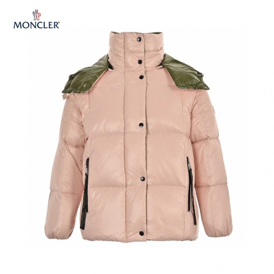 23FW Moncler Parana Hooded Lange ærmer Short Dunjakke Lyserød Frakke