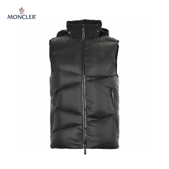 23FW Moncler Tago Sort Ærmeløs Hooded Dunvest Frakke