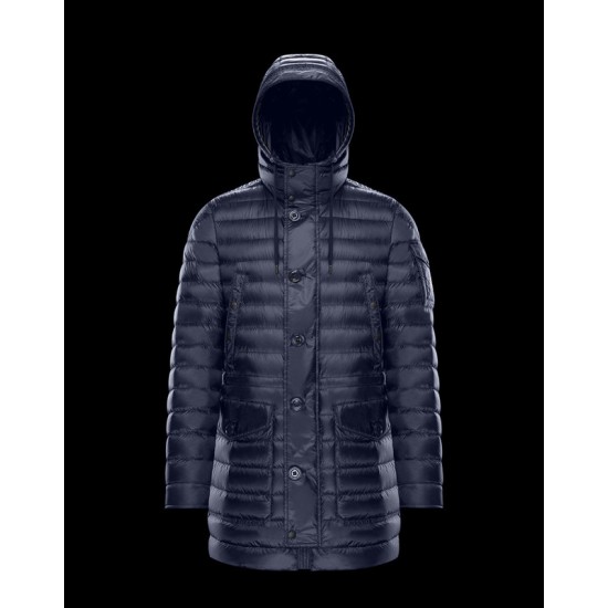 Moncler Benjamin Parka Matt Hætte Dunjakke Herrer Vinter Dunfrakke Dark Blå