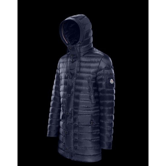 Moncler Benjamin Parka Matt Hætte Dunjakke Herrer Vinter Dunfrakke Dark Blå