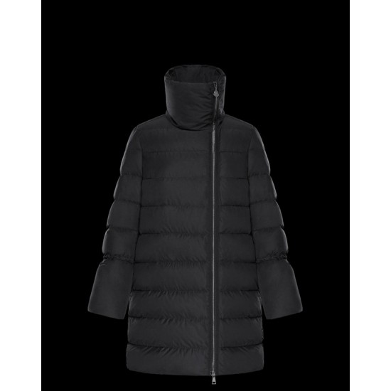 Moncler Dunjakke Lobelia Bell-Sleeve Dunfrakker Dame lang Dunfrakke Vinter overtøj Sort