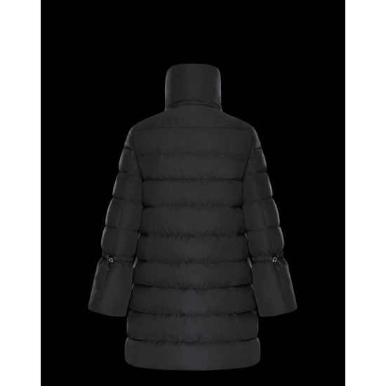 Moncler Dunjakke Lobelia Bell-Sleeve Dunfrakker Dame lang Dunfrakke Vinter overtøj Sort