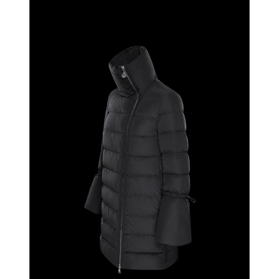 Moncler Dunjakke Lobelia Bell-Sleeve Dunfrakker Dame lang Dunfrakke Vinter overtøj Sort