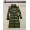 Moncler Dunjakke Dame lang Coat Vintertøj With Fur Collar Hat militærgrøn 