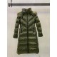 Moncler Dunjakke Dame lang Coat Vintertøj With Fur Collar Hat militærgrøn