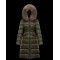 Moncler Dunjakke Dame lang Coat Vintertøj With Fur Collar Hat Boedic militærgrøn 