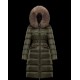 Moncler Dunjakke Dame lang Coat Vintertøj With Fur Collar Hat Boedic militærgrøn