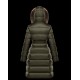 Moncler Dunjakke Dame lang Coat Vintertøj With Fur Collar Hat Boedic militærgrøn