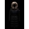 Moncler Dunjakke Dame lang Coat Vintertøj With Fur Collar Hat Fulmarus Sort  