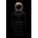 Moncler Dunjakke Dame lang Coat Vintertøj With Fur Collar Hat Fulmarus Sort