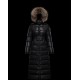 Moncler Dunjakke Dame lang Dunfrakke Vintertøj With Fur Collar Hat Hudson Sort