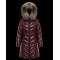 Moncler Dunjakke Dame lang Quilted Dunfrakke Vintertøj With Fur Collar Hat Fulmarus Wine Rød 