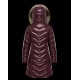 Moncler Dunjakke Dame lang Quilted Dunfrakke Vintertøj With Fur Collar Hat Fulmarus Wine Rød