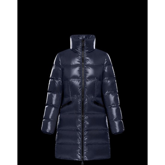 Moncler Down Puffer Jacket Dame lang Dunfrakke Outwear Blå