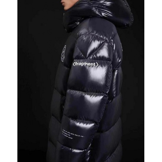 Moncler FragHerret Hætte Down Puffer Jacket Herrer lang Down Parka Coat Vinter overtøj Sort