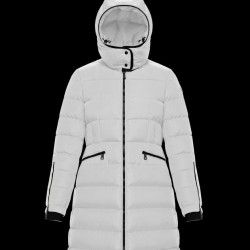 Moncler Hætte Dunjakke Dame lang Dunfrakke Vintertøj hvid 