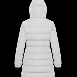 Moncler Hætte Dunjakke Dame lang Dunfrakke Vintertøj hvid 