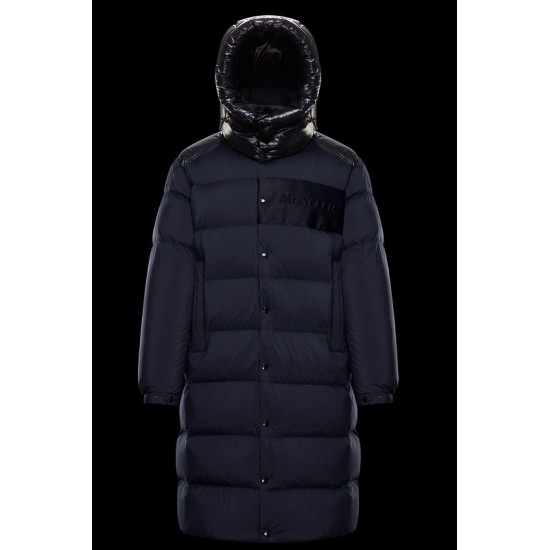 Moncler Hætte Down Puffer Jacket Herrer lang Down Parka Vinter Coat Dark Blå