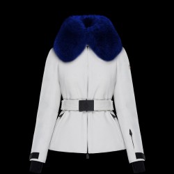 Moncler Dunjakke Dame Dunfrakke Vintertøj With Fur Collar Hat Grennoble hvid 