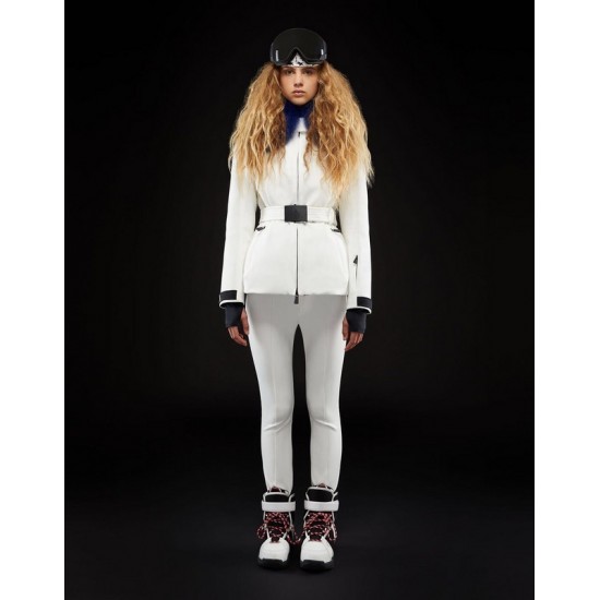 Moncler Dunjakke Dame Dunfrakke Vintertøj With Fur Collar Hat Grennoble hvid