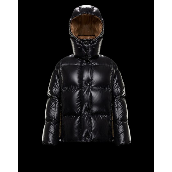 Moncler Hætte Down Puffer Jacket Dame Dunfrakke Kort Vintertøj Sort