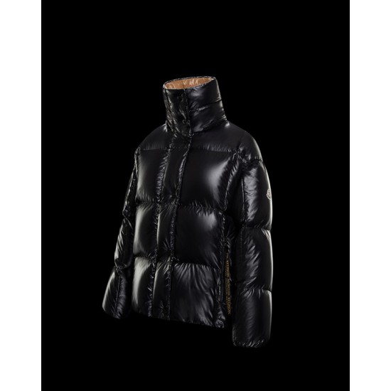 Moncler Hætte Down Puffer Jacket Dame Dunfrakke Kort Vintertøj Sort