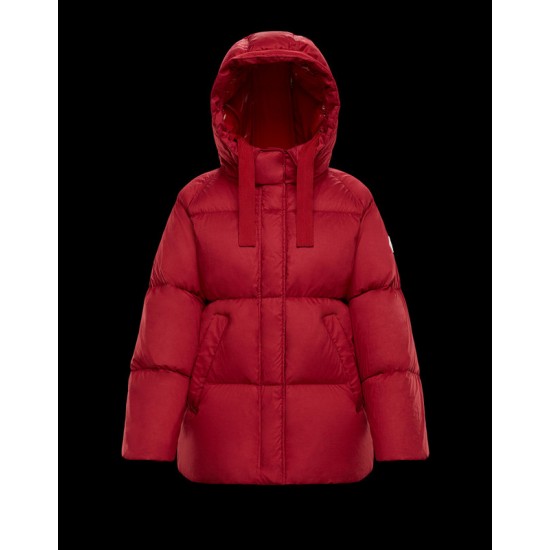 Moncler Hætte Down Puffer Jacket Dame Kort Dunfrakke Vintertøj Rød