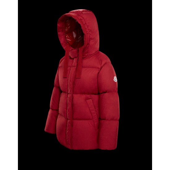 Moncler Hætte Down Puffer Jacket Dame Kort Dunfrakke Vintertøj Rød